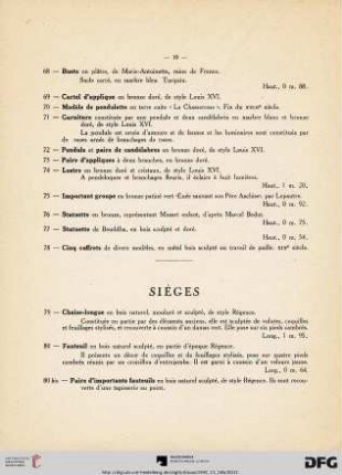 Sièges (Nr. 79-86)