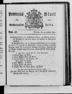 Num. 43, Ausgabe vom 24. Oktober 1821