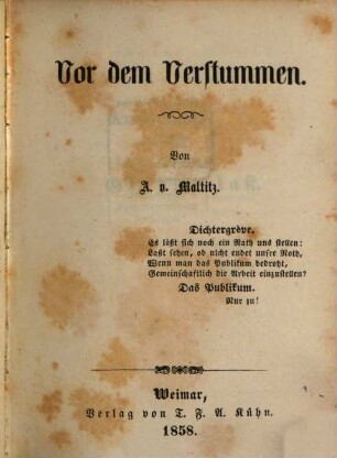 Vor dem Verstummen