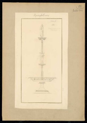 Springbrunnen Monatskonkurrenz Januar 1842: Aufriss der Brunnensäule