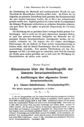 Elementares über die Grundbegriffe der linearen Invariantentheorie.