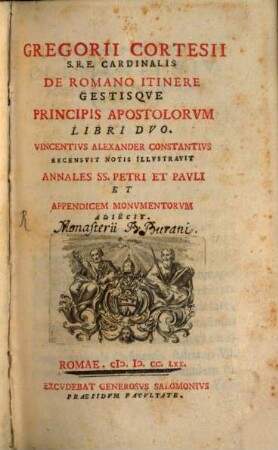 De romano itinere gestisque Principis Apostolorum : libri 2
