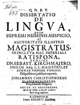 Dissertatio De Lingva