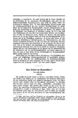 War Fröbel ein Romantiker? : (Schluß)