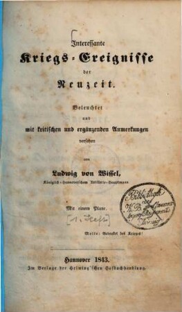 Interessante Kriegs-Ereignisse der Neuzeit, [1]