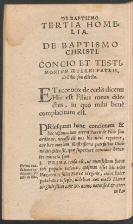 Tertia Homelia. De Baptismo Christi.