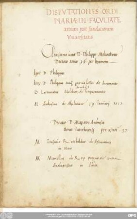 [Disputationes Ordinariae ab anno 1536 ad annum 1552]