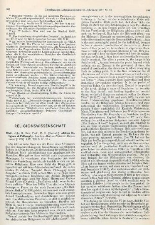 893-895 [Rezension] Mbiti, John S., African religions & philosophy