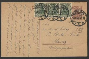 Brief an B. Schott's Söhne : 18.08.1920