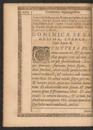 Dominica Sexagesima, Evangelium Lucae 8.