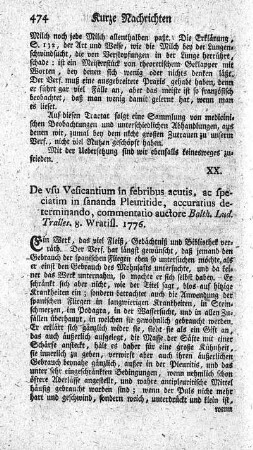 De usu vesicantium in febribus acutis. Comm.