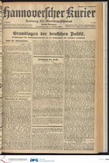 Hannoverscher Kurier : Hannoversches Tageblatt ; Morgenzeitung für Niedersachsen