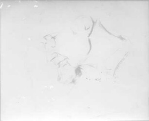 Männerkopf Prof. R. (Hans Richter). Kohlezeichnung (1938; E. Richter). Dresden-Südvorstadt, Eisenstuckstraße, Atelier der Künstlerin