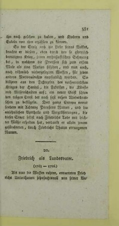 20. Friedrich als Landesvater