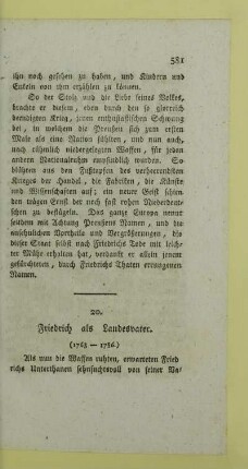 20. Friedrich als Landesvater