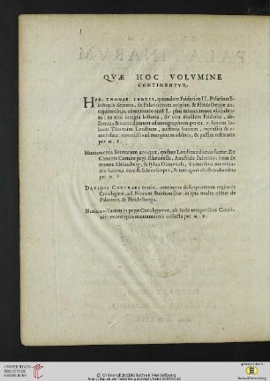 Quae hoc volumine continentur