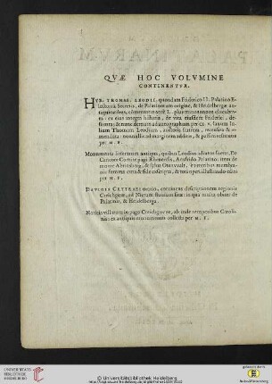 Quae hoc volumine continentur