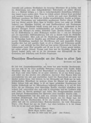 Deutsches Anerbenrecht an der Saar in alter Zeit.