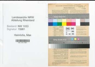 Entnazifizierung Max Heinrichs , geb. 16.01.1897 (Versicherungsinspektor)