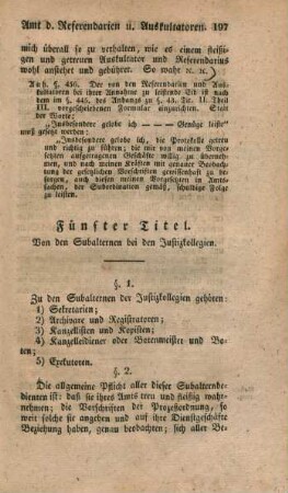 Fünfter Titel. Von den Subalternen bei den Justizkollegien.