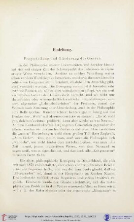 Einleitung: Fragestellung und Gliederung des Ganzen