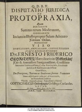 Disputatio Iuridica De Protopraxia