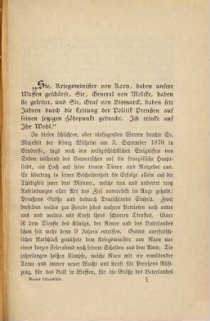 General-Feldmarschall Albrecht Graf von Roon : ein kurzes Lebensbild