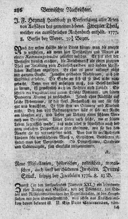 Neue Miscellanien historischen, politischen, moralischen, auch sonst