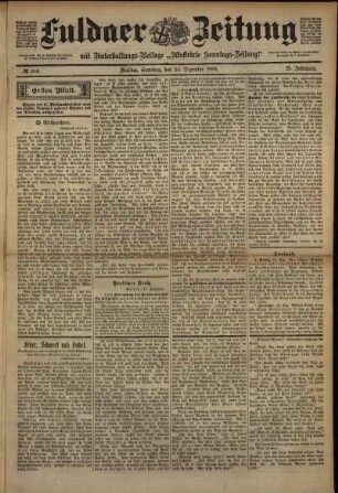 Erste Ausgabe vom Samstag, den 24. Dezember 1898.