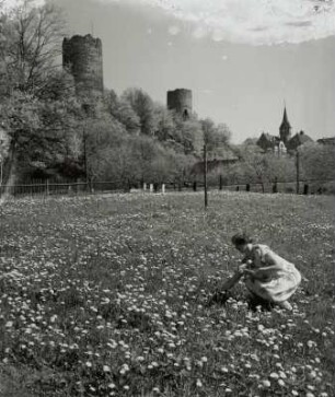 Kohren-Sahlis, Ortsansicht mit Burg : Kohren-Sahlis. Ortsansicht mit Burg (Ruine) Kohren vom Südwesten