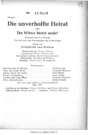 Die unverhoffte Heirat oder Die Witwe bietet mehr!