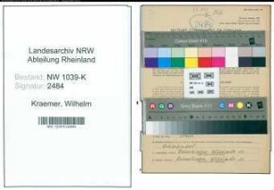 Entnazifizierung Wilhelm Kraemer , geb. 11.06.1898 (Angestellter)