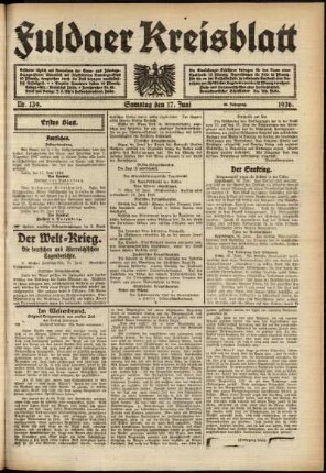 Erste Ausgabe vom Samstag, den 17. Juni 1916.