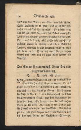 Der Syrinx Metamorphose, Argus Tod und Augenverwandlung.