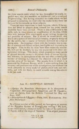 Art. II. Egyptian History.