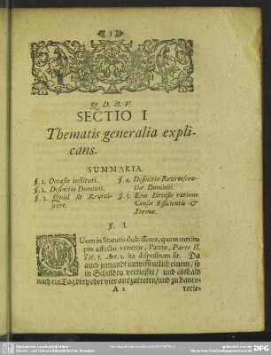 Sectio I Thematis generalia explicans