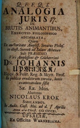 Analogia iuris in brutis animantibus