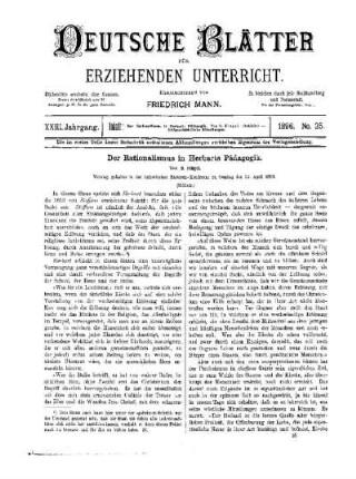 Der Rationalismus in Herbarts Pädagogik : (Schluss)