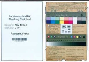 Entnazifizierung Franz Roettgen , geb. 17.04.1895 (Buchdrucker)