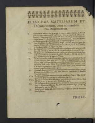 Elenchus materiarum et disputationum