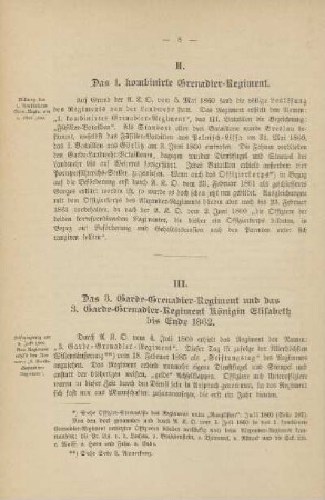III. Das 3. Garde-Grenadier-Regiment und das 3. Garde-Grenadier-Regiment Königin Elisabeth bis Ende 1862