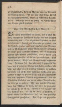 Von den Vortheilen des Krieges