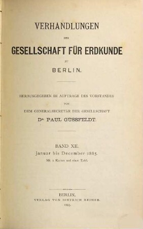 Verhandlungen. 12. 1885
