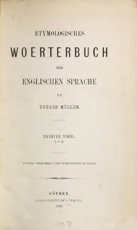 Etymologisches Wörterbuch der englischen Sprache. 2, L - Z
