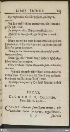 XXXIII. Cicero S.D. Cornificio. Fam. lib. 12. Epist. 21