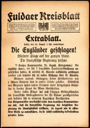 Zweite Ausgabe vom Freitag, den 28. August 1914.