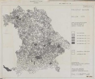 Anzahl der Bullenmastbetriebe mit 30 bis 60 Bullen einschließlich Kälber je Gemeinde in Bayern 1979, Agrarleitplan, Wertungskarte
