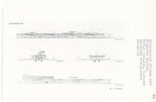 Flughafen Hamburg (Diplomarbeit bei Bernhard Hermkes): Ansichten von Südosten, Nordosten, Südwesten und Nordwesten 1:500