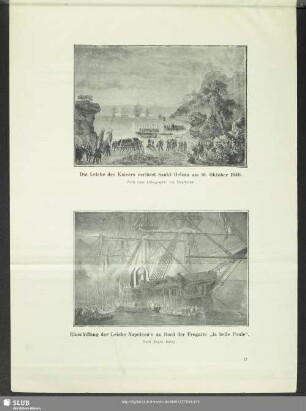 Die Leiche des Kaisers verlässt Sankt Helena am 16. Oktober 1840. - Einschiffung der Leiche Napoleon's an Bord der Fregatte "la belle Poule"