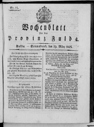 Nr. 13, Ausgabe vom 29. März 1823